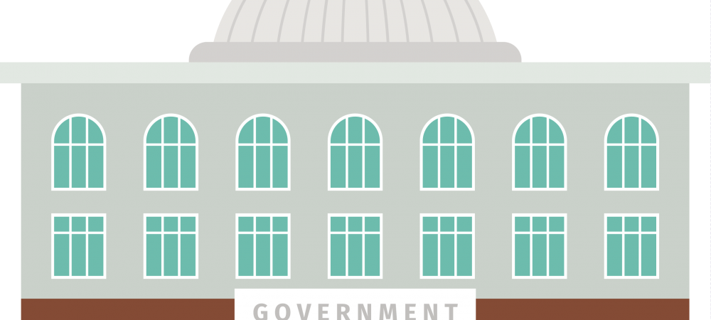 Cartoon rendering of a government building.