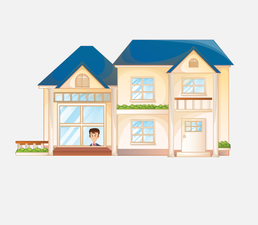 A cartoon rendering of a house.