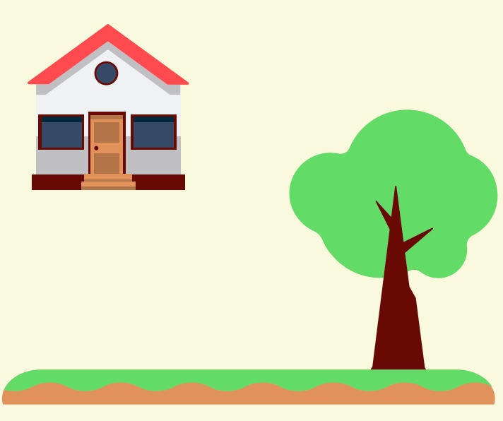 A house and a tree.